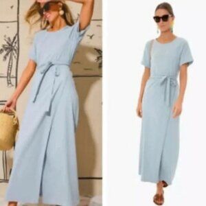 Tuckernuck Pomander Place Sawyer Knit Slate Blue Maxi Dress Size XL No Belt